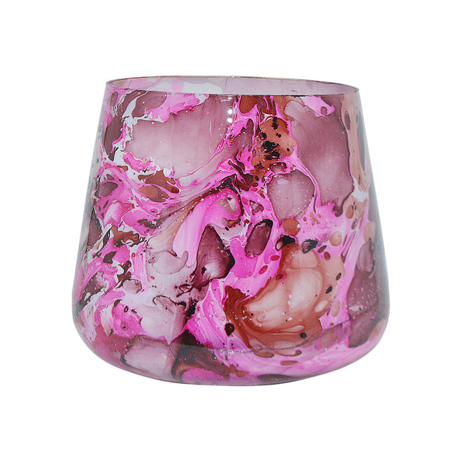 Vase fuchsia enamel glass 30x30x27
