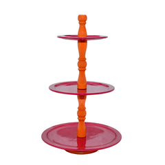 Etagere 3 tier papaya/fuchsia enamel wood 50x50x84