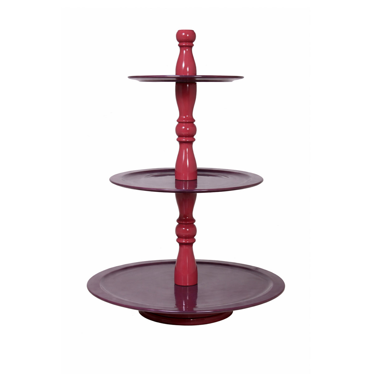 Etagere 3 tier fuchsia/darkpurple enamel wood 50x50x84
