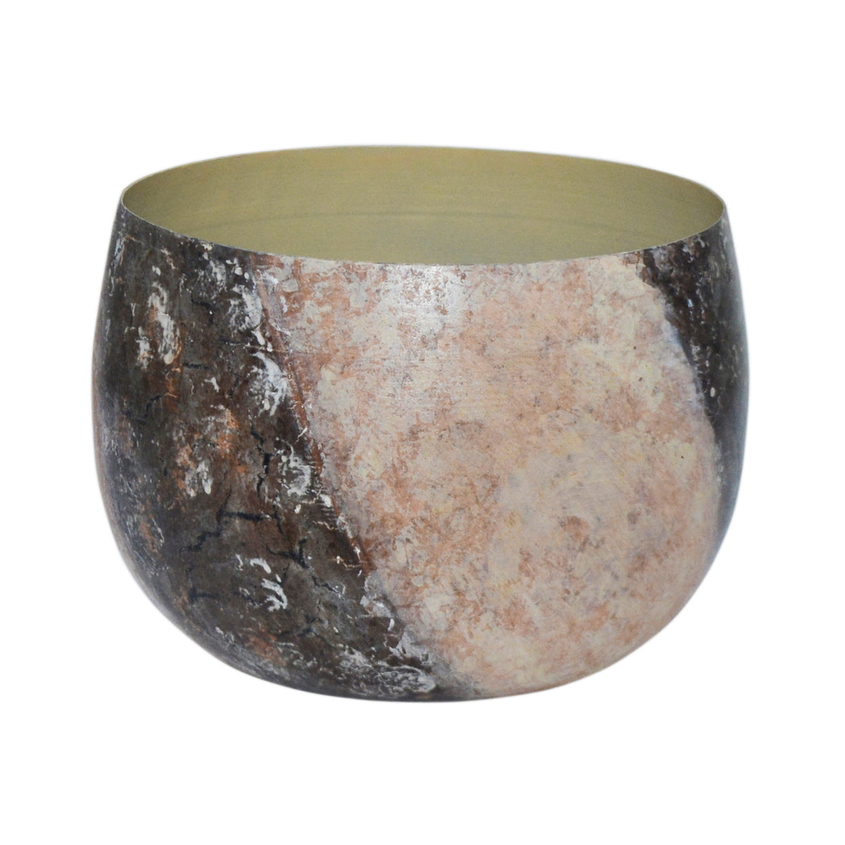 Waxinelichthouder KYARA Ø21x14cm antique met goud