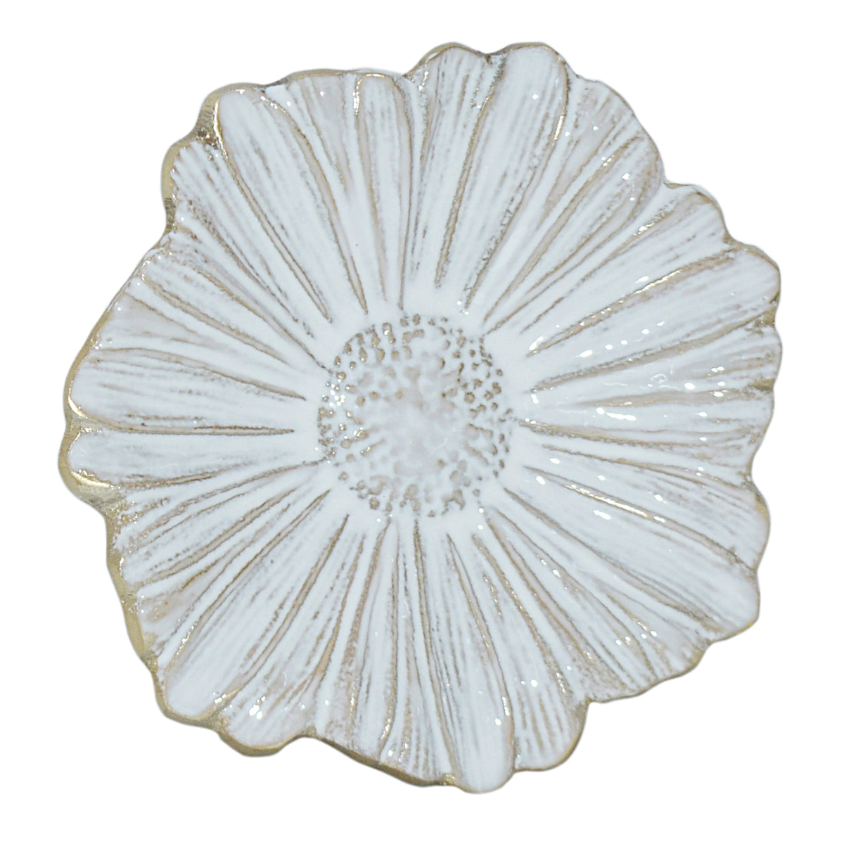 Plate CERA 19x19x3cm gold w/milky white