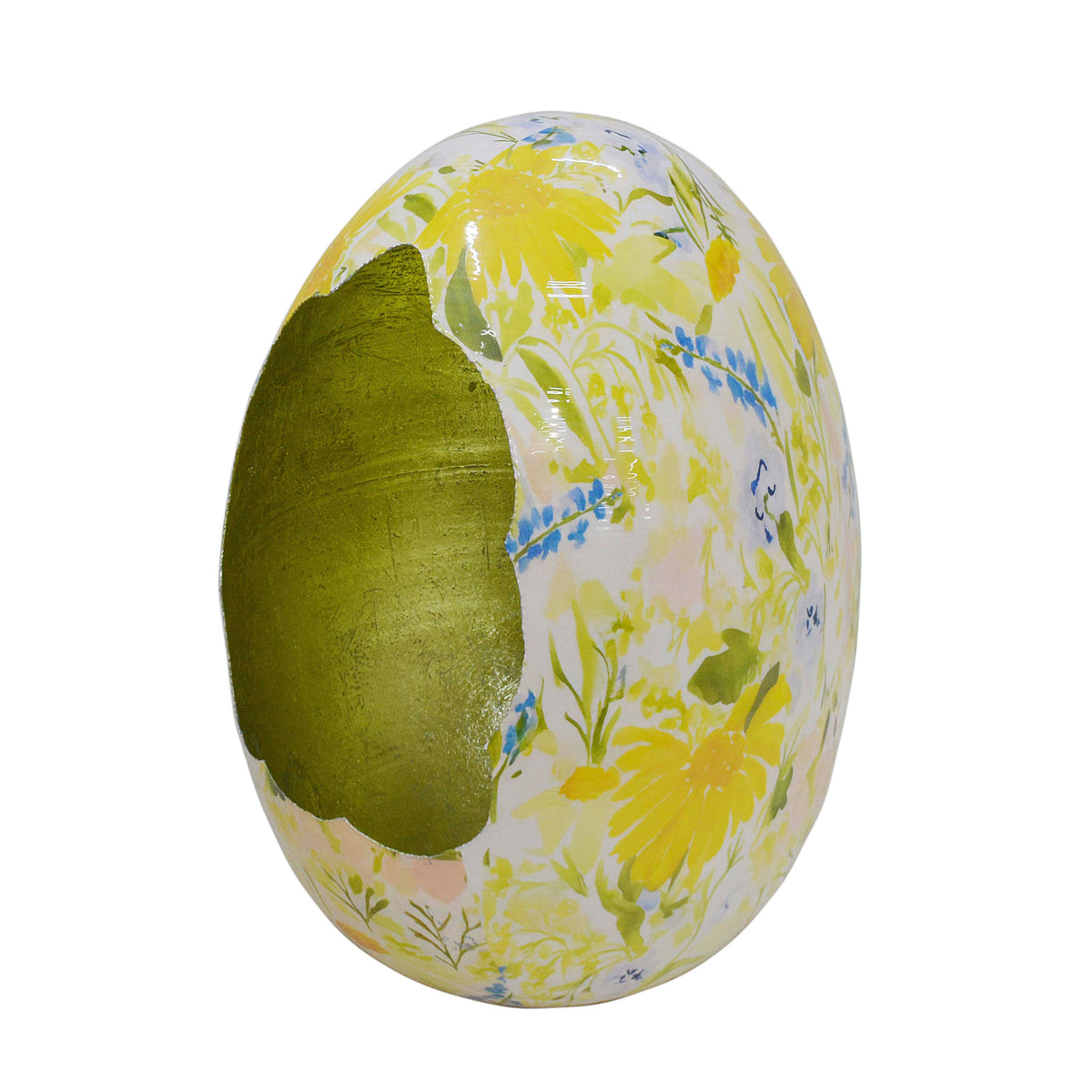 Decorative egg FLORA Ø45x60cm yellow white
