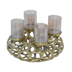 Krans MISTLE met 4 glazen Ø44x29cm goud