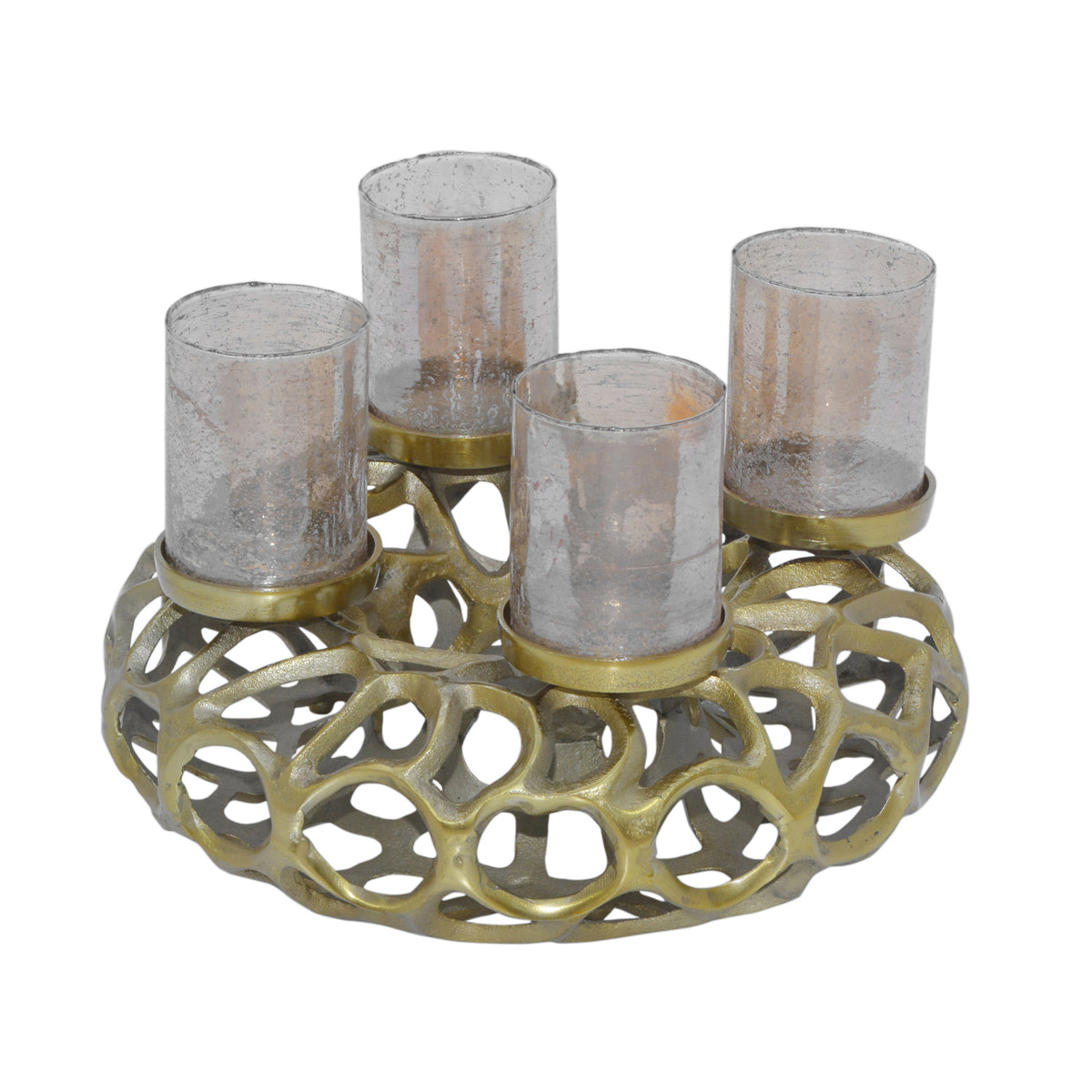 Wreath MISTLE w/4 glasses Ø44x29cm gold