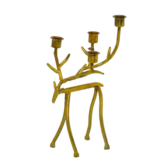 Decorative deer RUDY w/ 4 lights 16x20x35cm gold