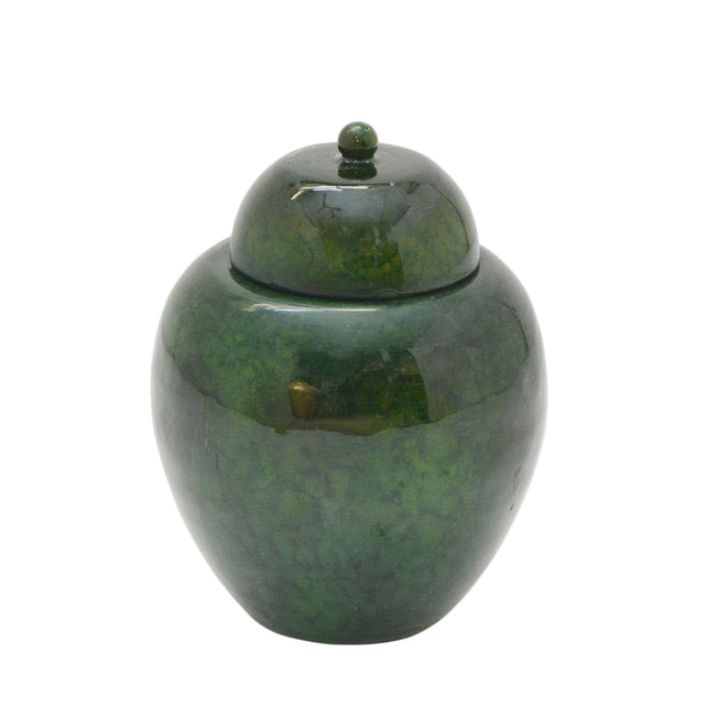 Pot  w/ lid HELENA Ø14x17cm ant.moss green
