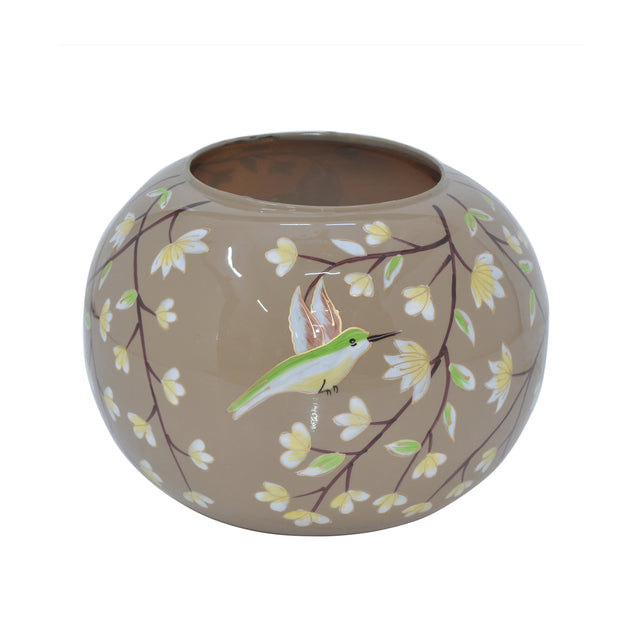 Vase BIRD Ø30x23cm taupe handpainted