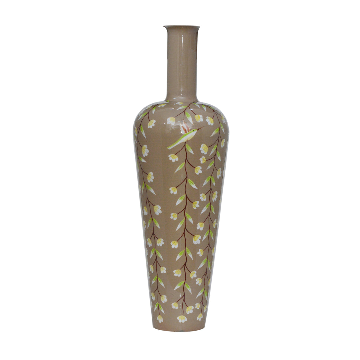 Vase high BIRD Ø50x160cm taupe handbemalt