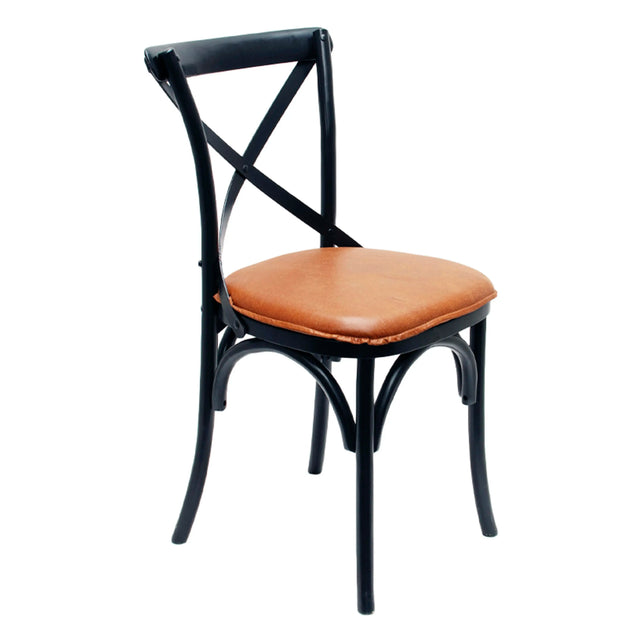 Dining chair Ralph birch black PU w/wood back 49x56x88