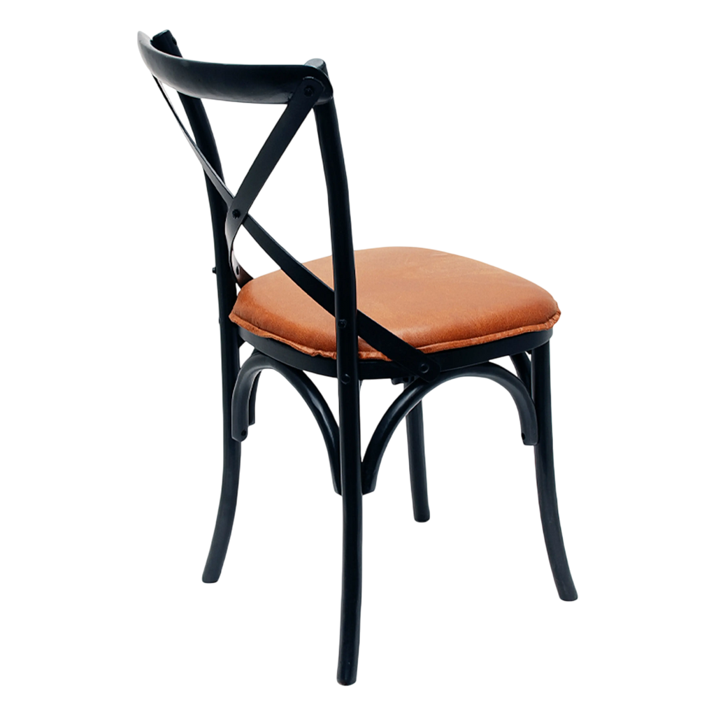 Dining chair Ralph birch black PU w/wood back 49x56x88