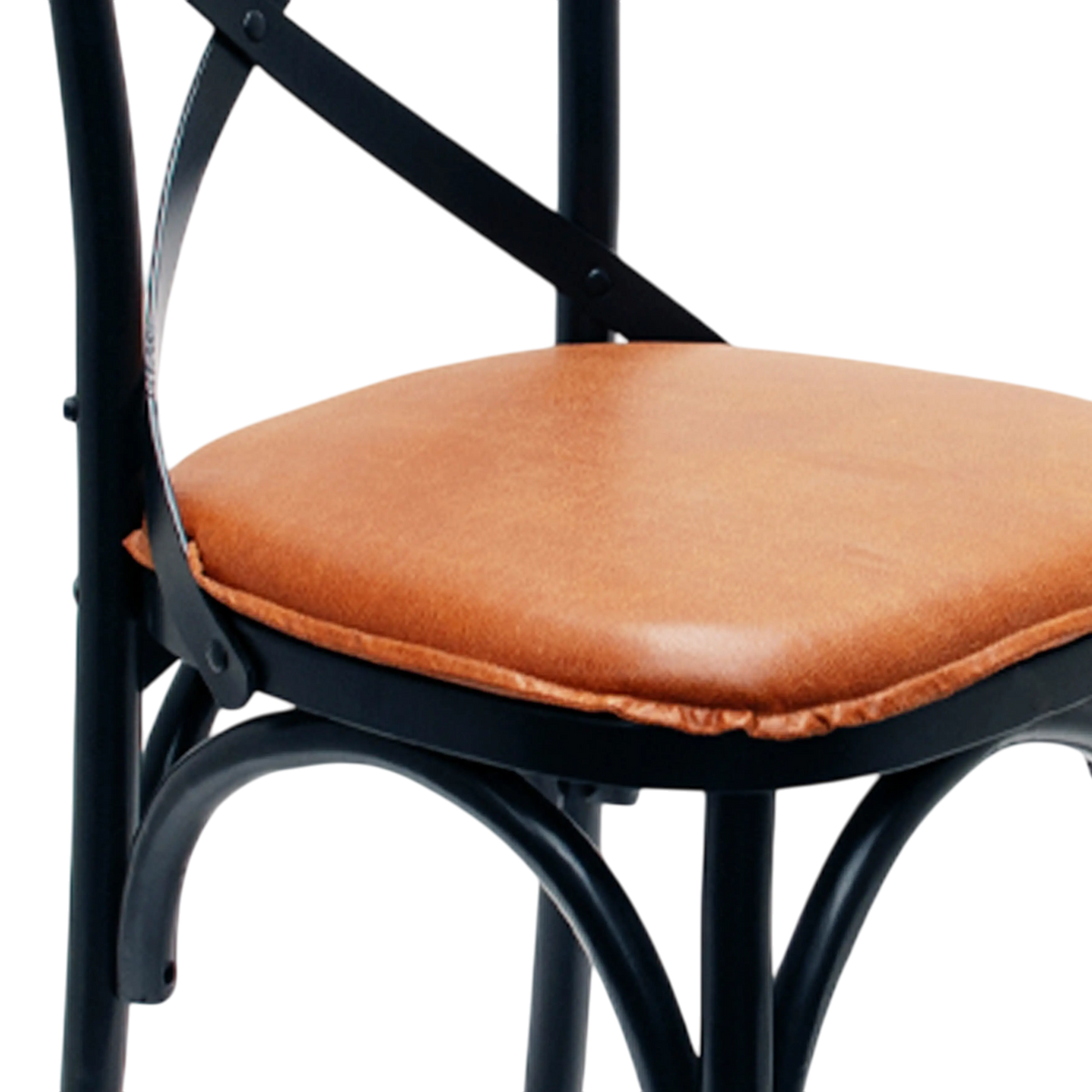Dining chair Ralph birch black PU w/wood back 49x56x88