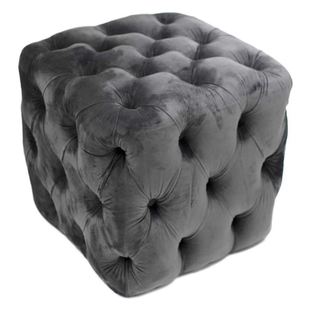 Stool Sophie grey velvet 50x50x50