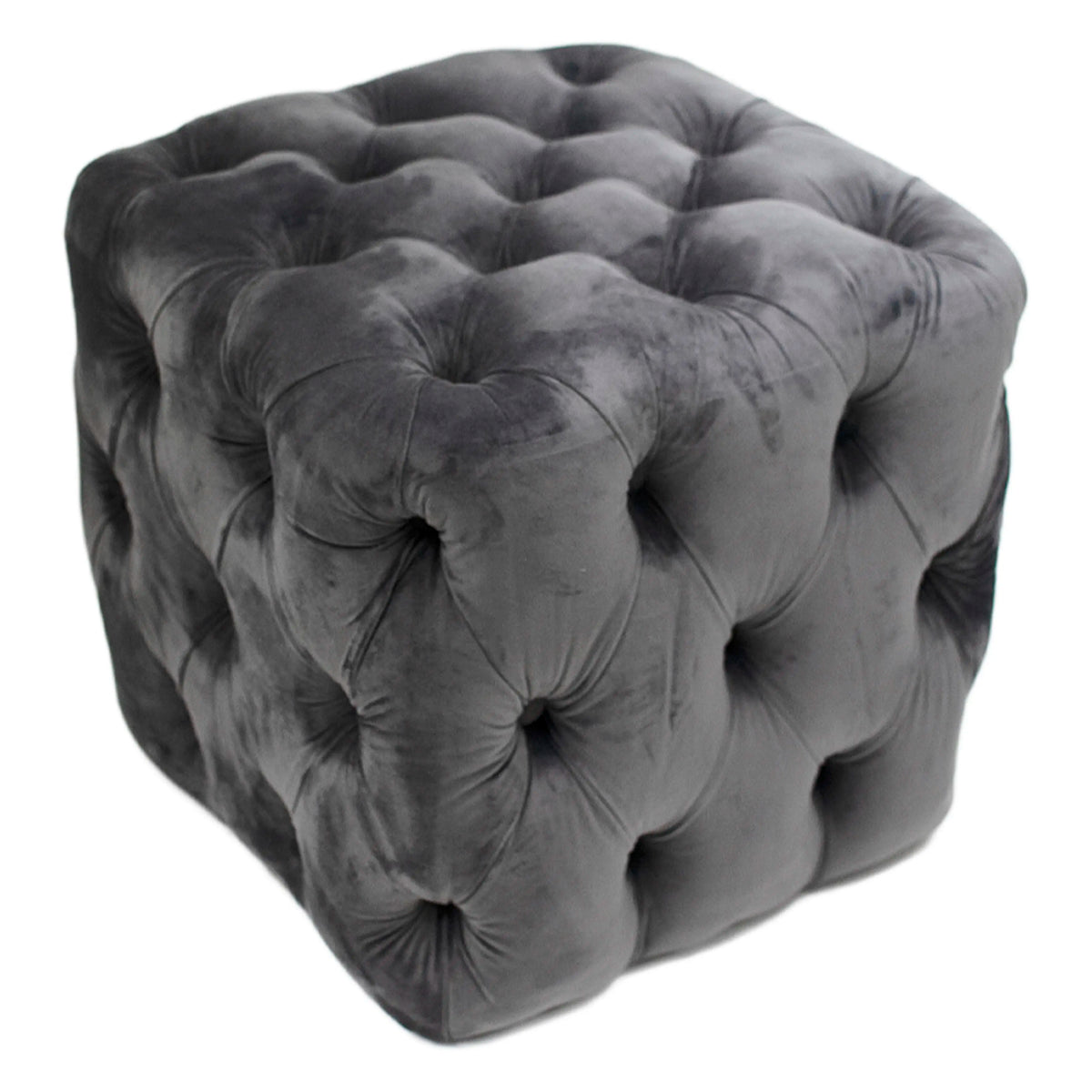 Stool Sophie grey velvet 50x50x50
