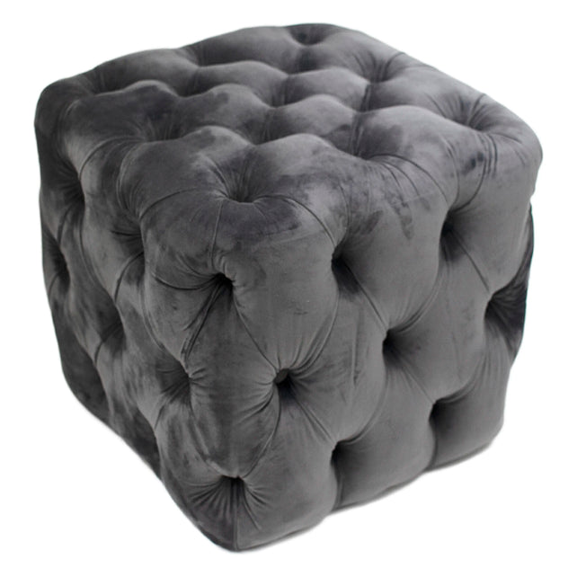 Stool Sophie grey velvet 50x50x50