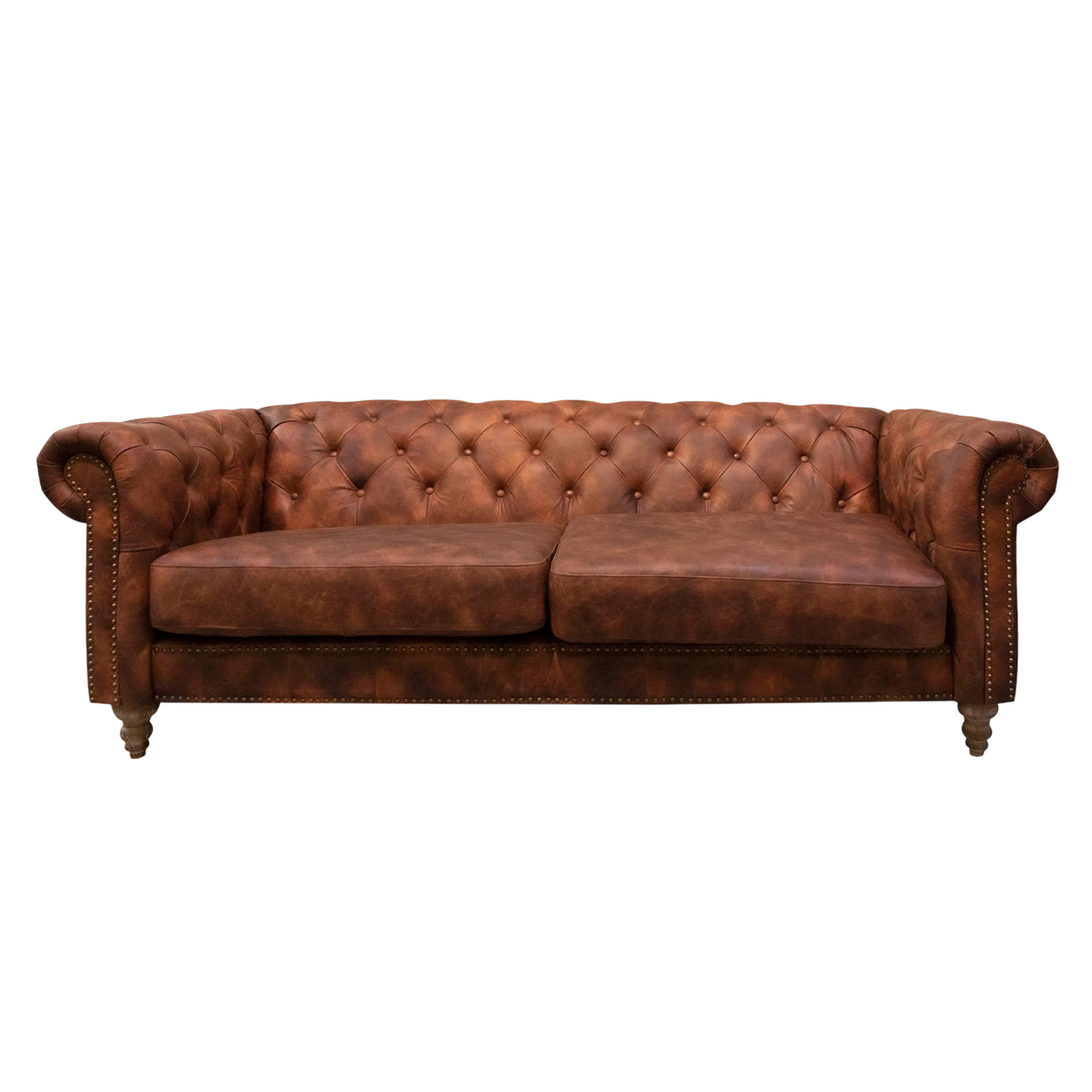 Sofa Chester top grain dark brown leather 3 seat 216x85x71