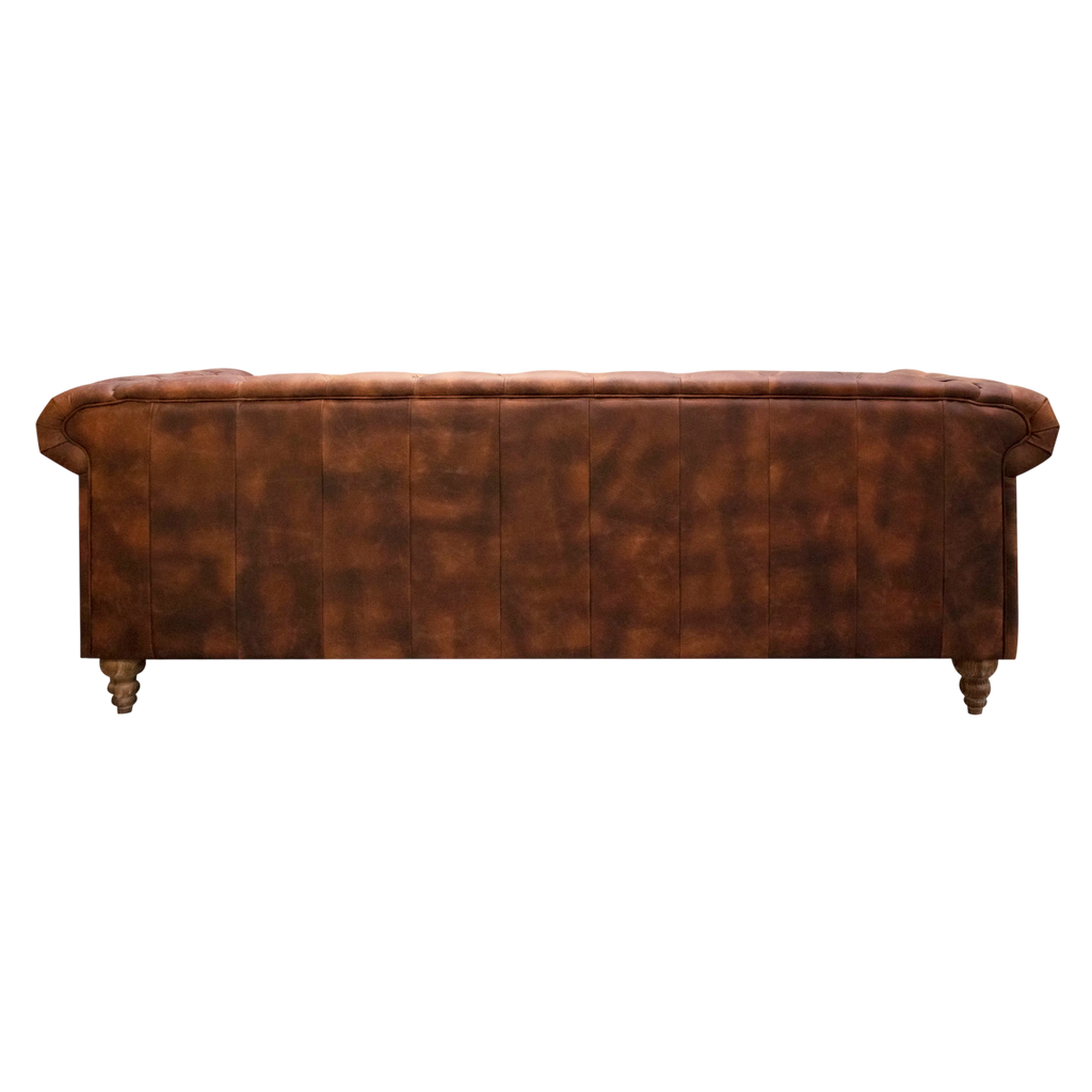 Sofa Chester top grain dark brown leather 3 seat 216x85x71