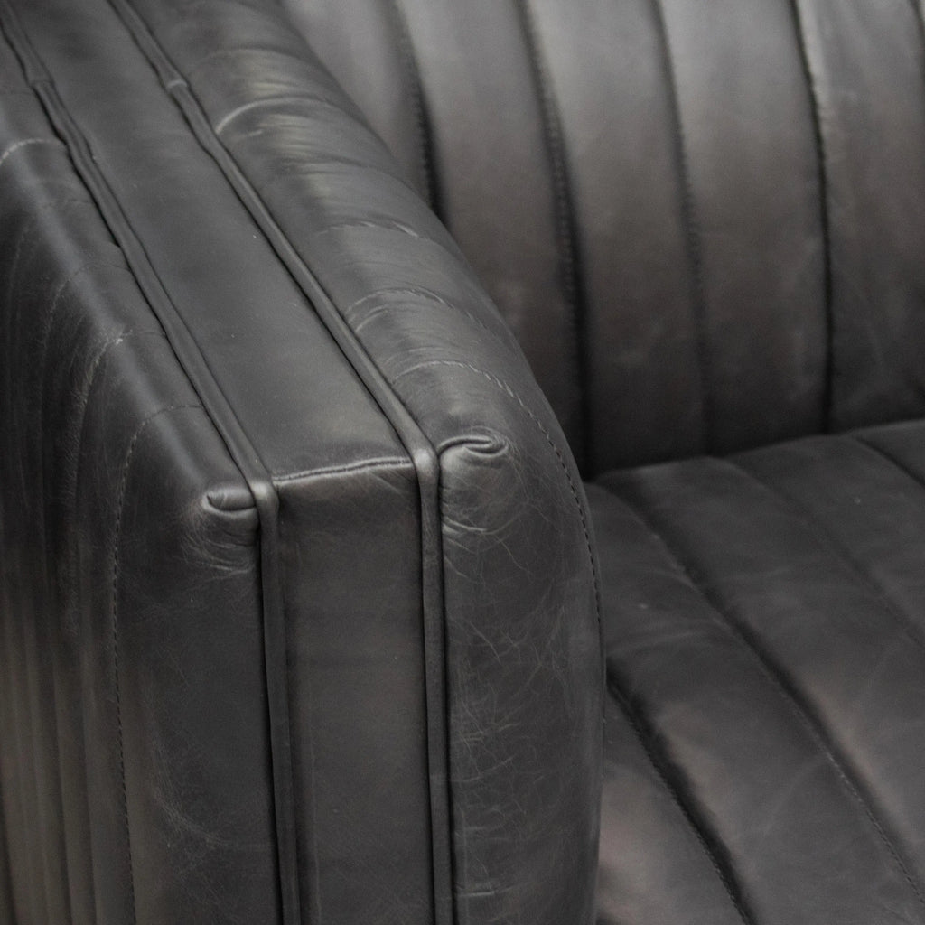 Sofa Max top grain black leather 249x94x71