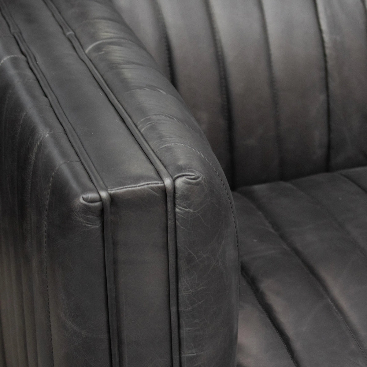 Sofa Max top grain black leather 249x94x71