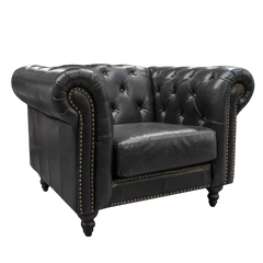 Armchair Chester 1 seat black pu 108x85x77