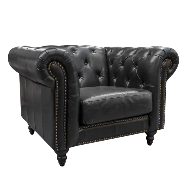 Armchair Chester 1 seat black pu 108x85x77