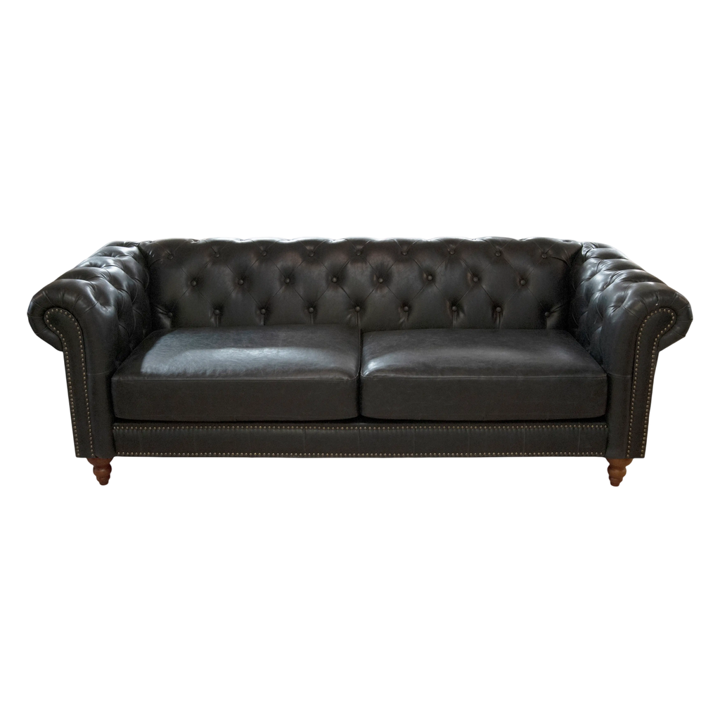 Sofa Chester 3 seat black pu 218x84x77