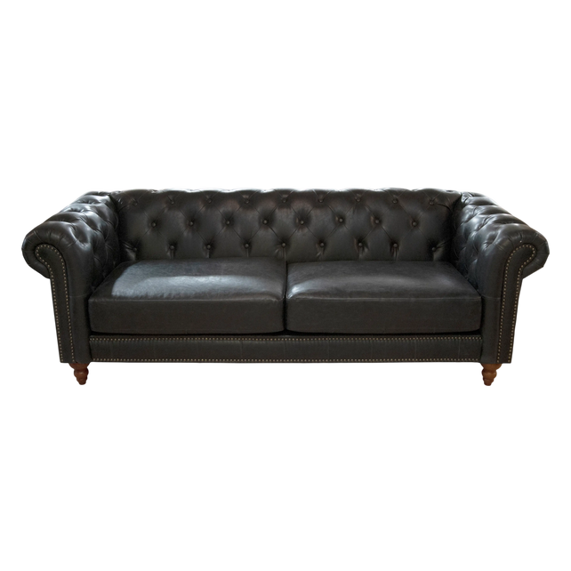 Sofa Chester 3 seat black pu 218x84x77