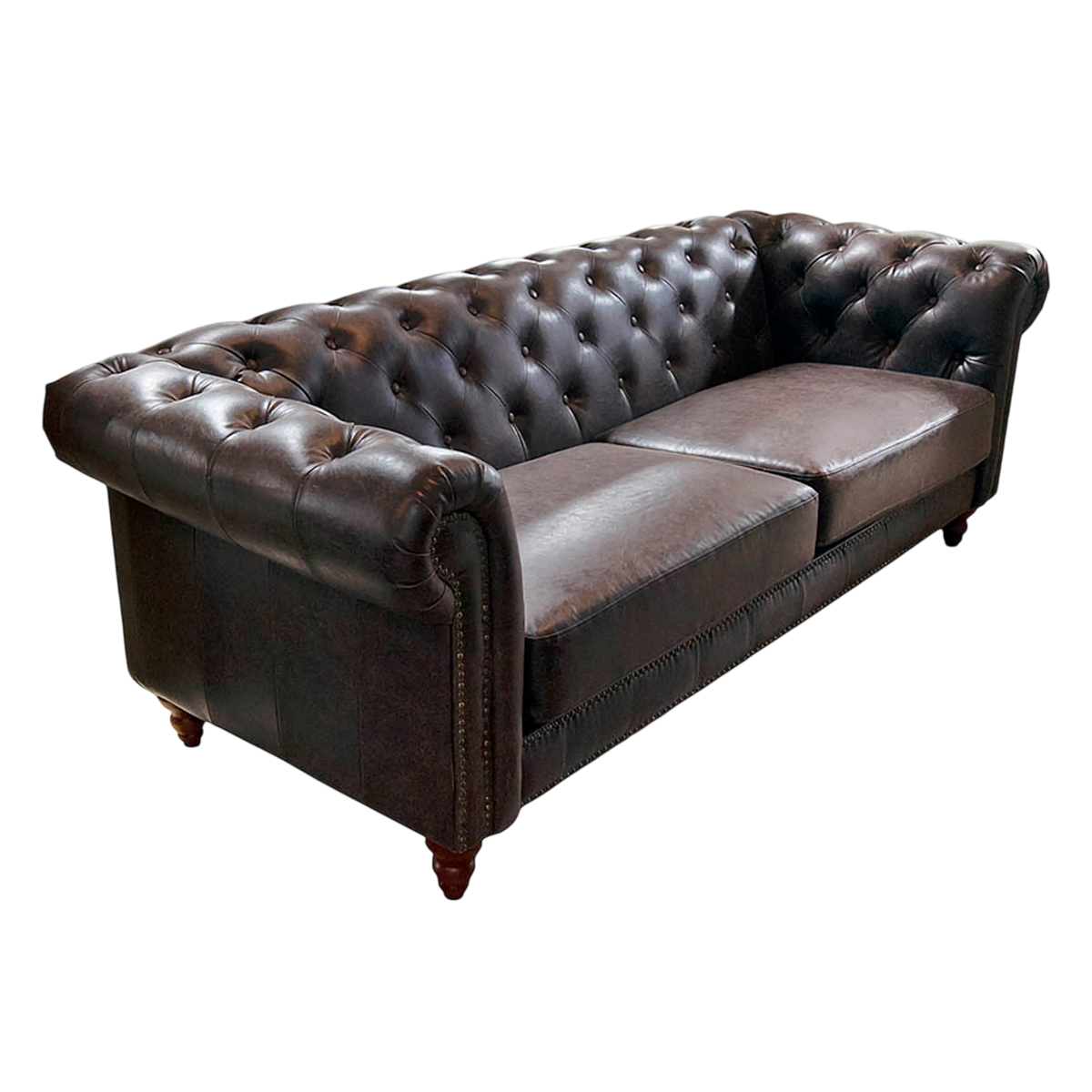 Sofa Chester 3 seat black pu 218x84x77