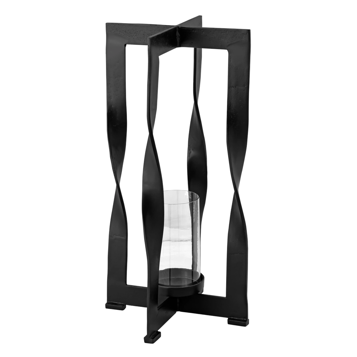 Lantern w/glass ALU/ANT.BLACK 37x37x74