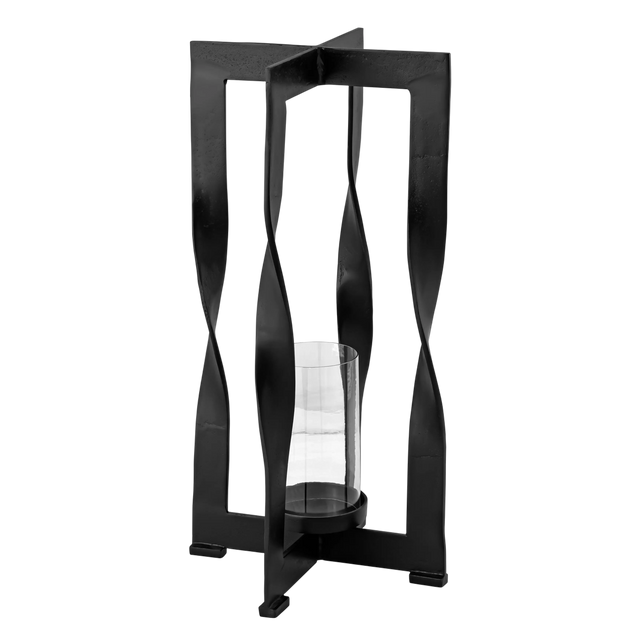 Lantern w/glass ALU/ANT.BLACK 37x37x74
