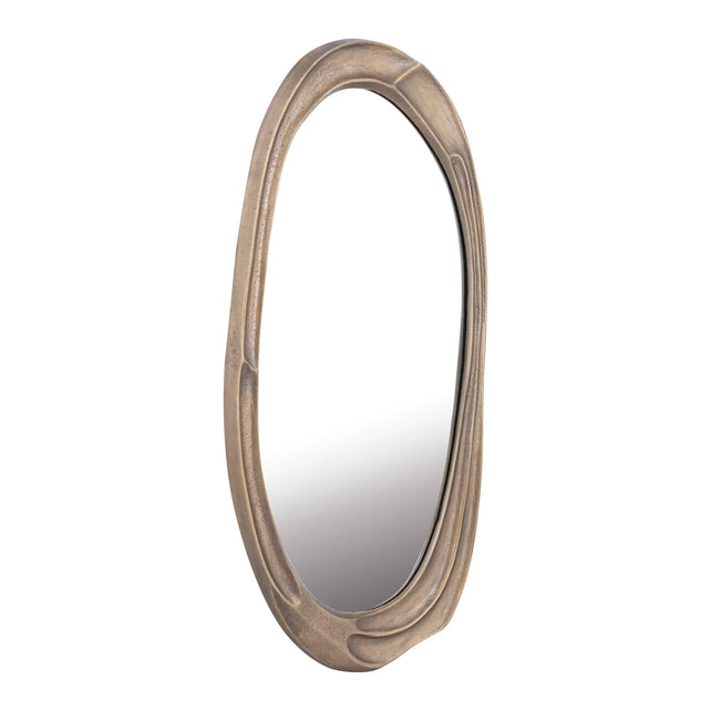 Mirror oval antique brass ALU 122x59x4