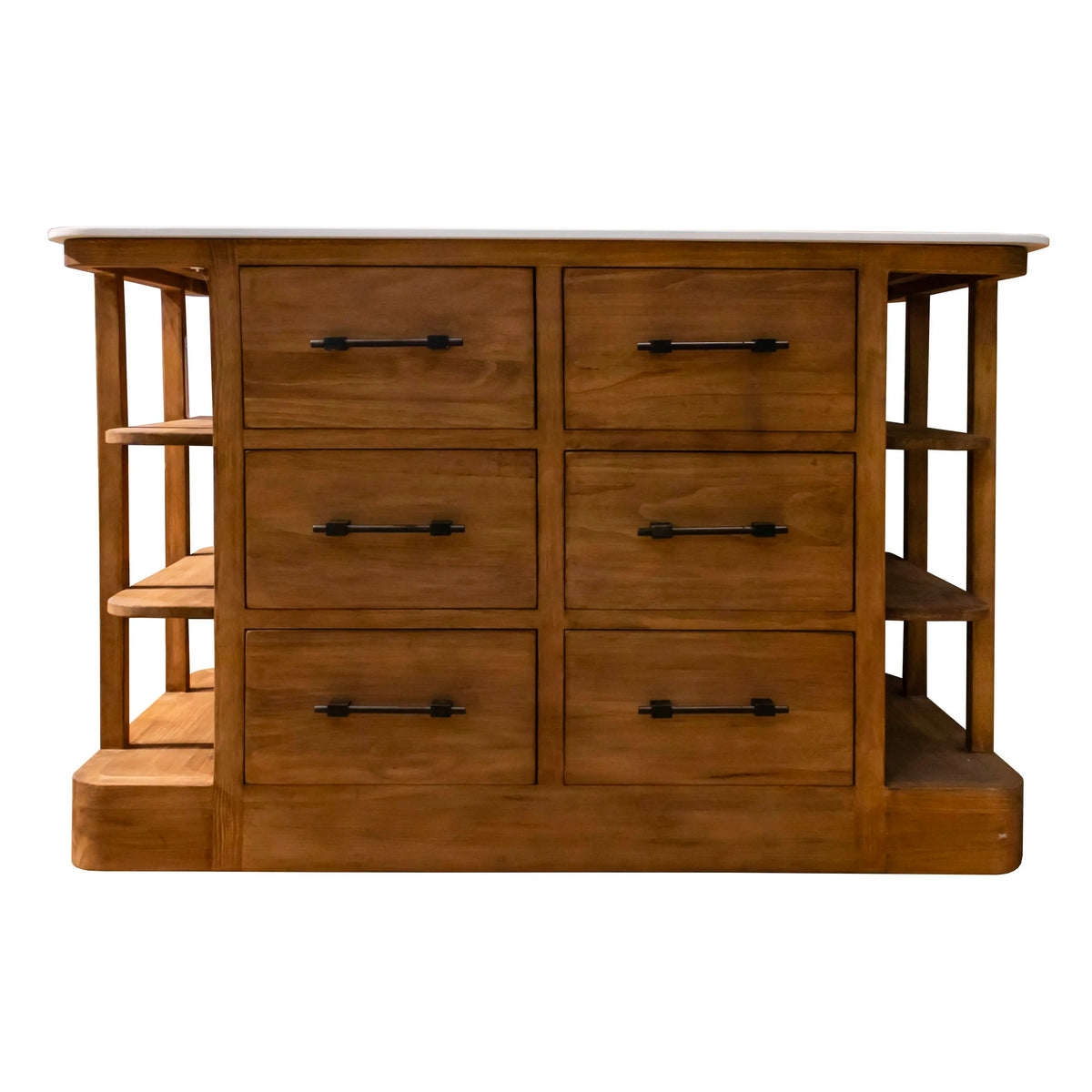 Display cabinet pine w/marble top natural 150x80x100