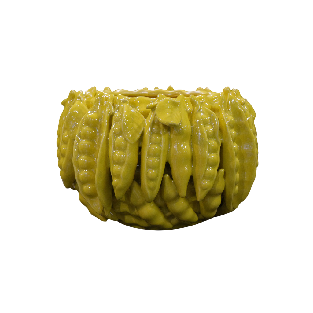 Vase podded peas yellow ceramic 24x23x15