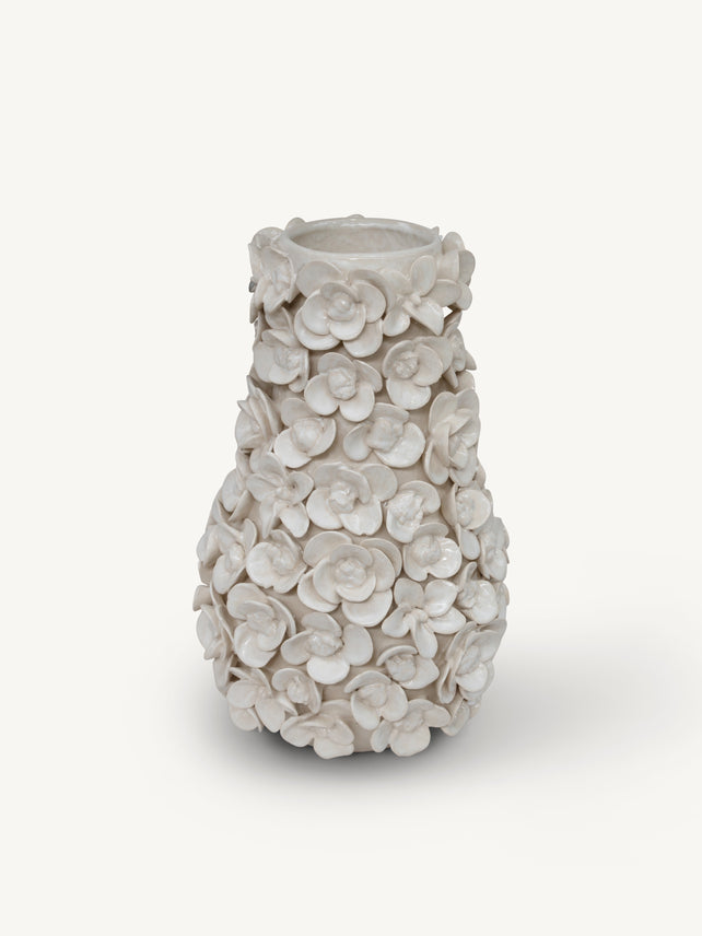 Vase NOMA flowers Ø21x32cm ivory
