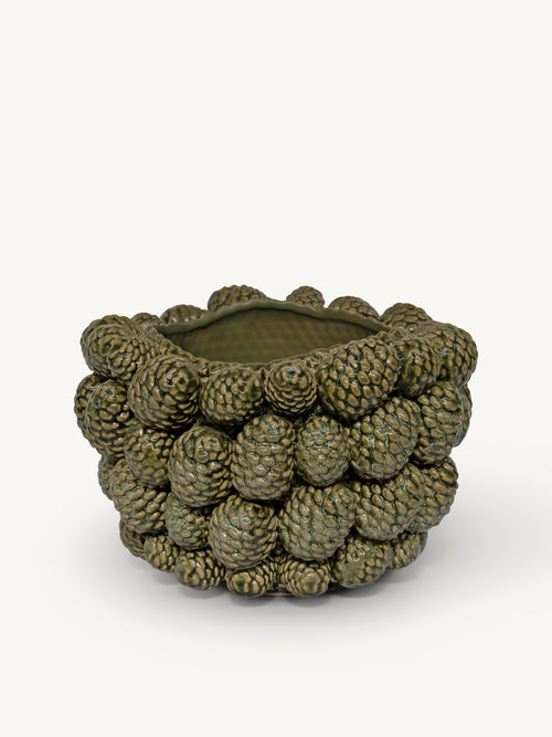 Pot CERRA pinecones Ø34x23cm green