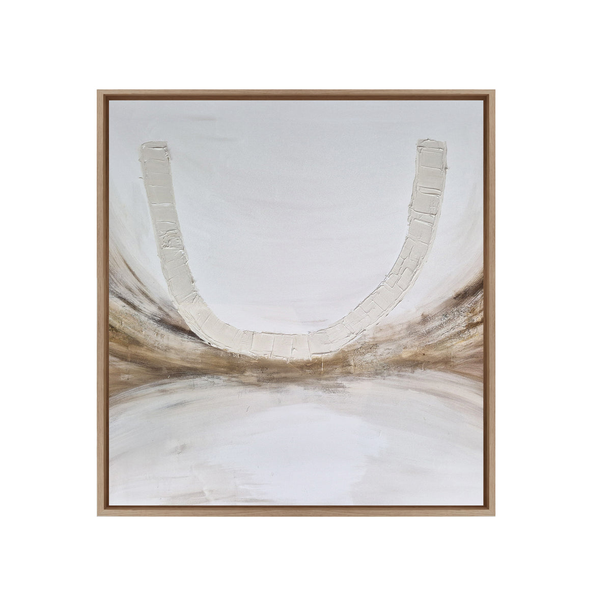 Handgeschilderd OURO met lijst 140x140cm beige