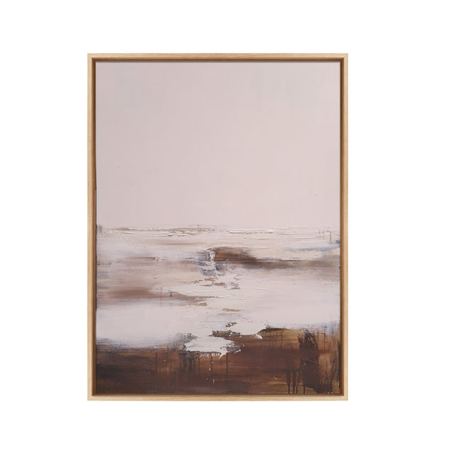 Handgeschilderd KREM met lijst 90x140cm beige