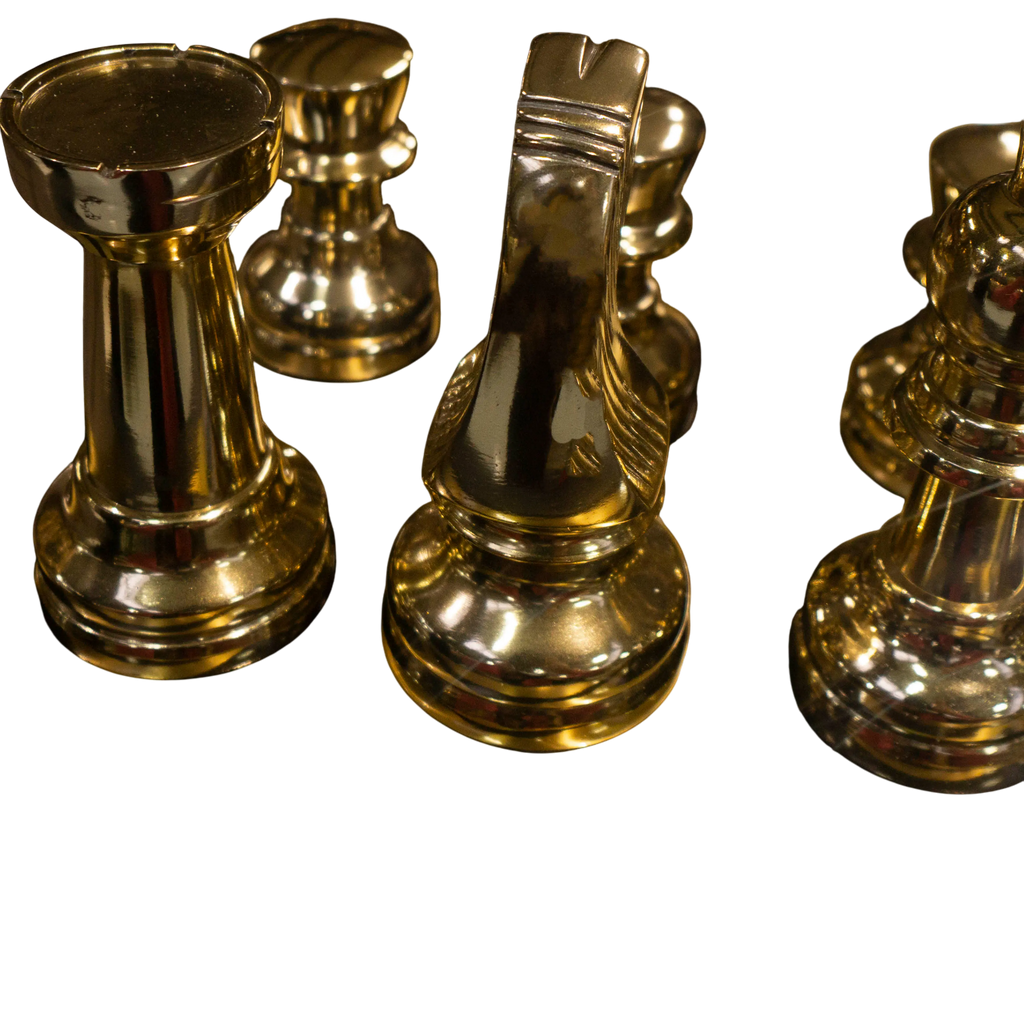 Chess board black/gold SS/ALU wood 65x65x5
