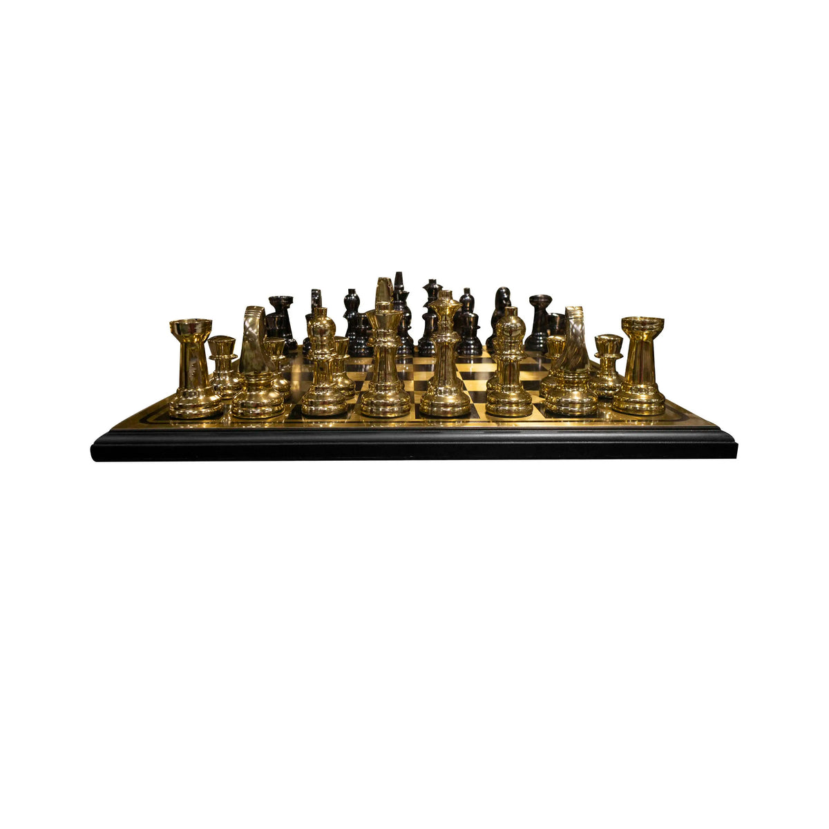 Chess board black/gold SS/ALU wood 40x40x5