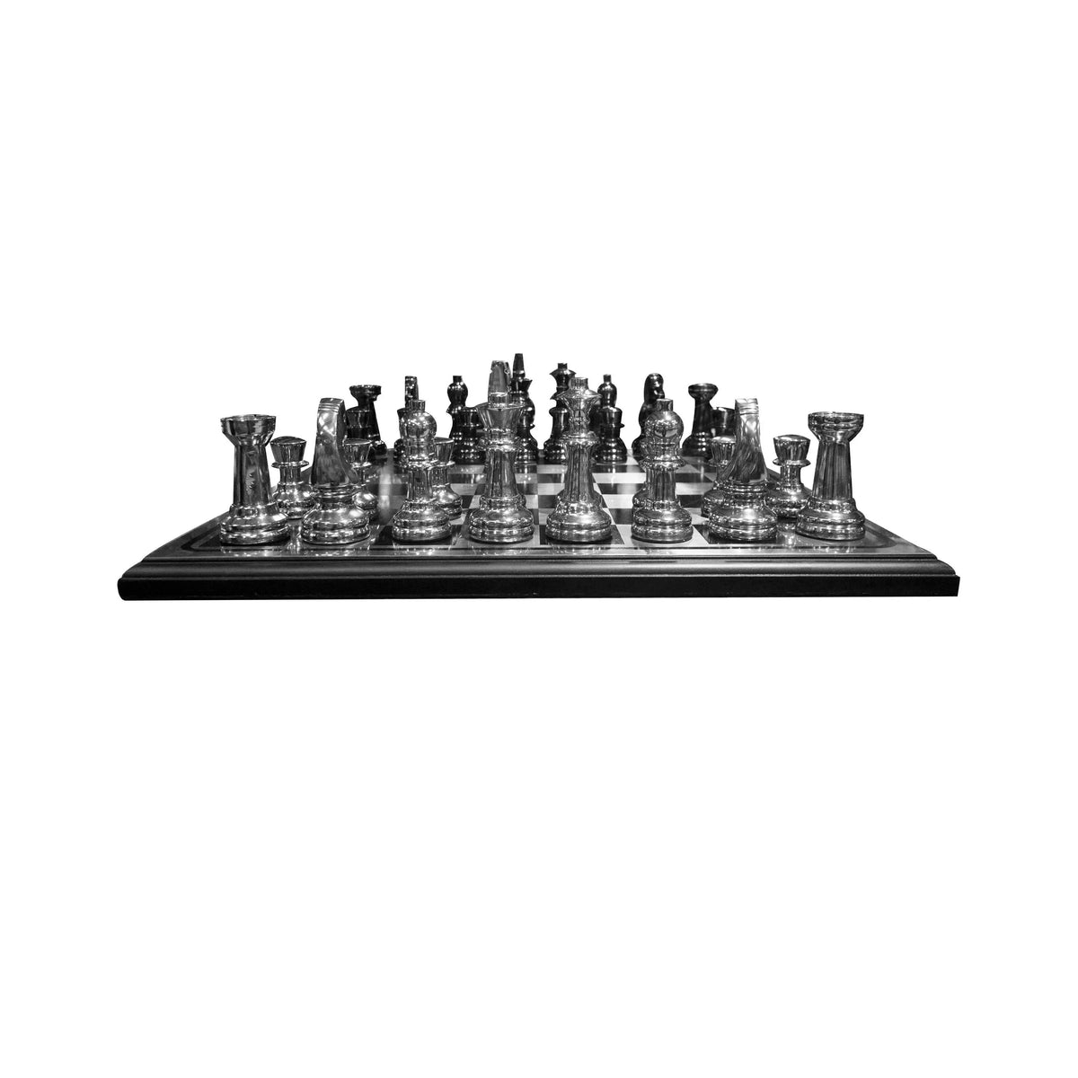 Chess board black/silver SS ALU/NI wood 40x40x5