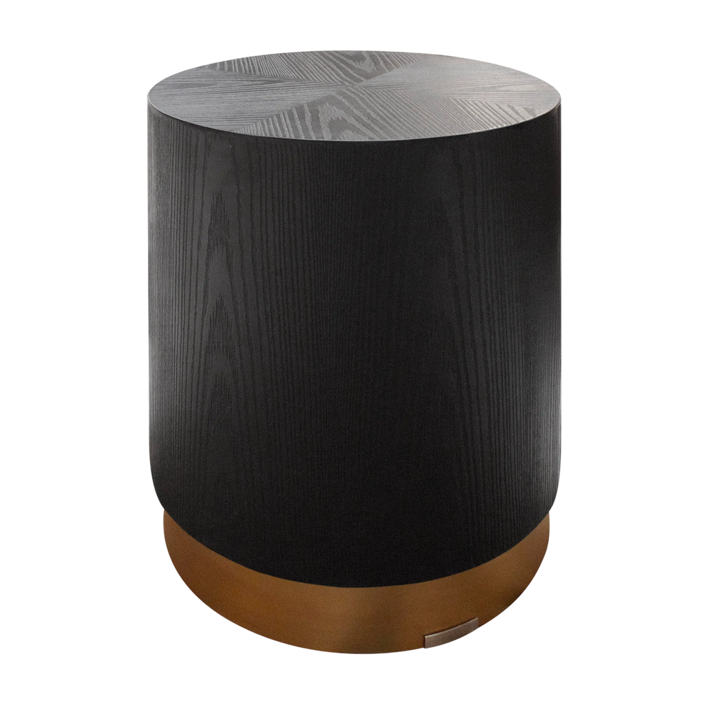 Side table black oak wood matt gold SS 40x40x47