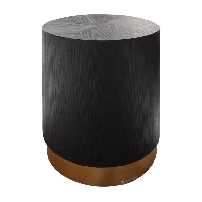 Side table black oak wood matt gold SS 40x40x47