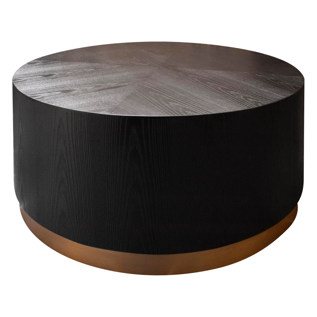 Coffee table black oak wood matt gold SS 90x90x45