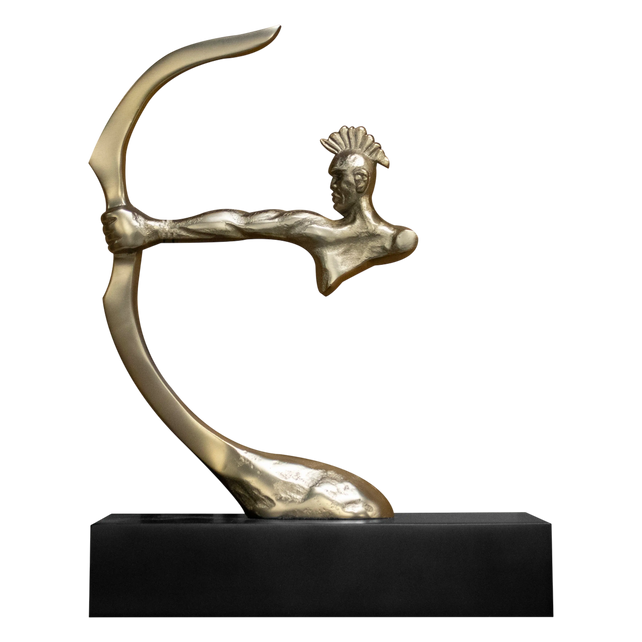 Decorative ornament brushed gold/black SS/ALU 25x10x33