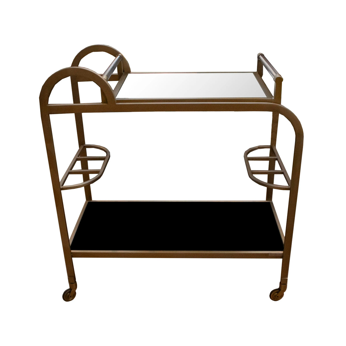 Bar cart w/black and clear glass SS-FROZENGOLD 83x45x88