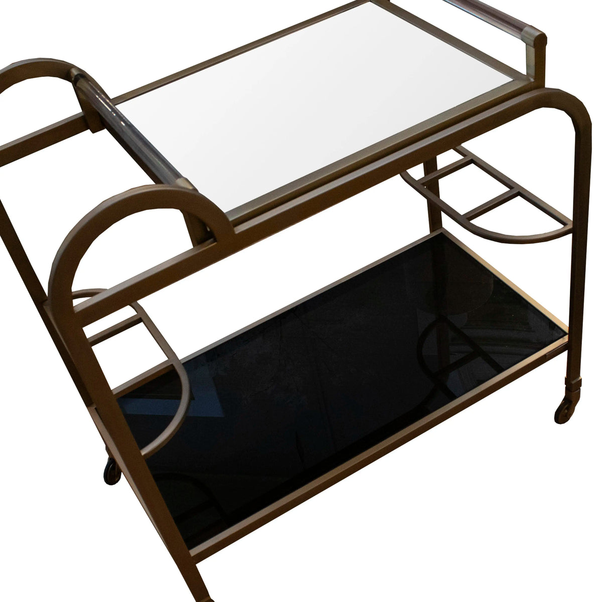 Bar cart w/black and clear glass SS-FROZENGOLD 83x45x88