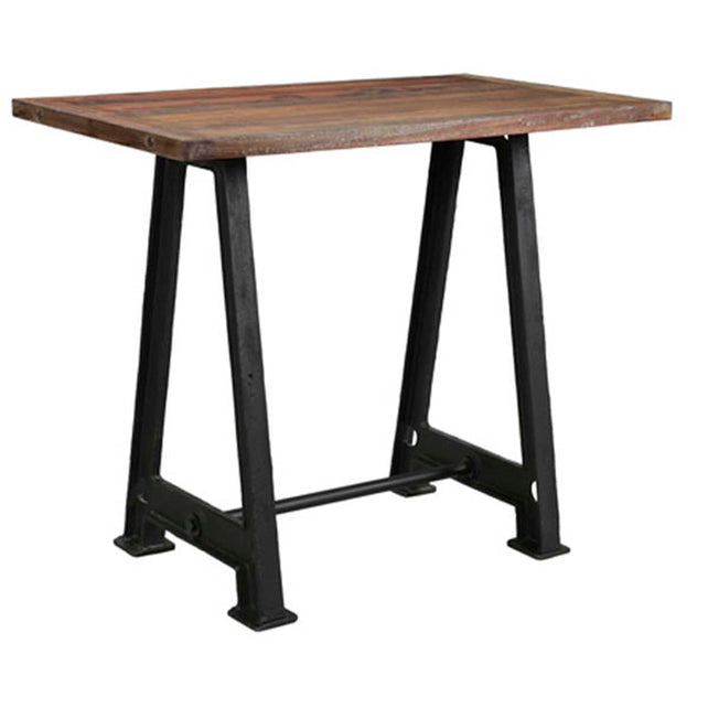 Bistro bar table RHODOS reclaimed wood 140x80x100cm brown