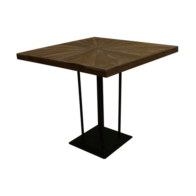 Bistro table CORFU teak wood natural IR/BLACK 70x70x76