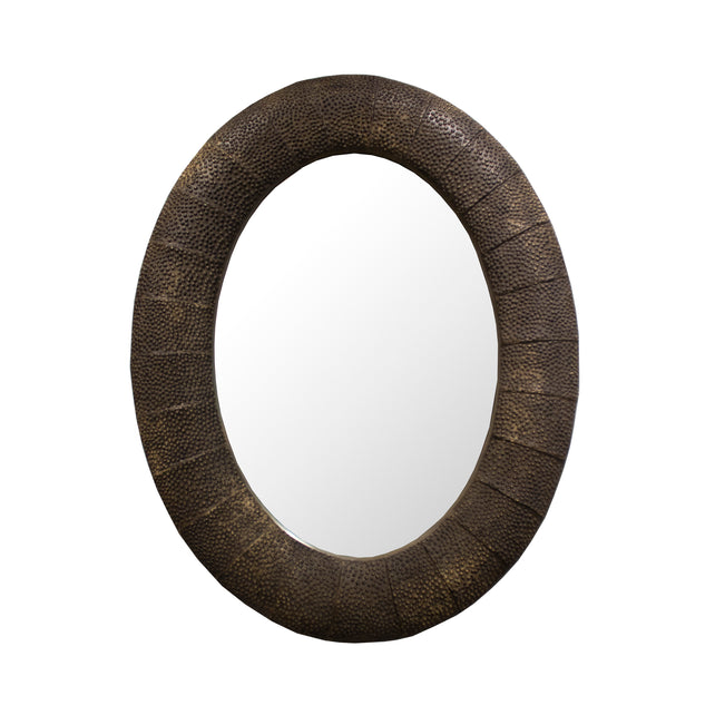 Mirror round brown PU 139x108x8