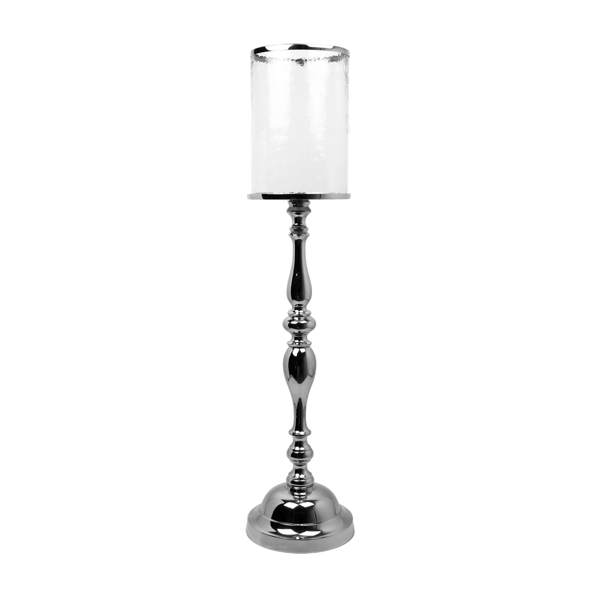 SALE Candle holder w/hammered glass ALU/NI 22x22x96
