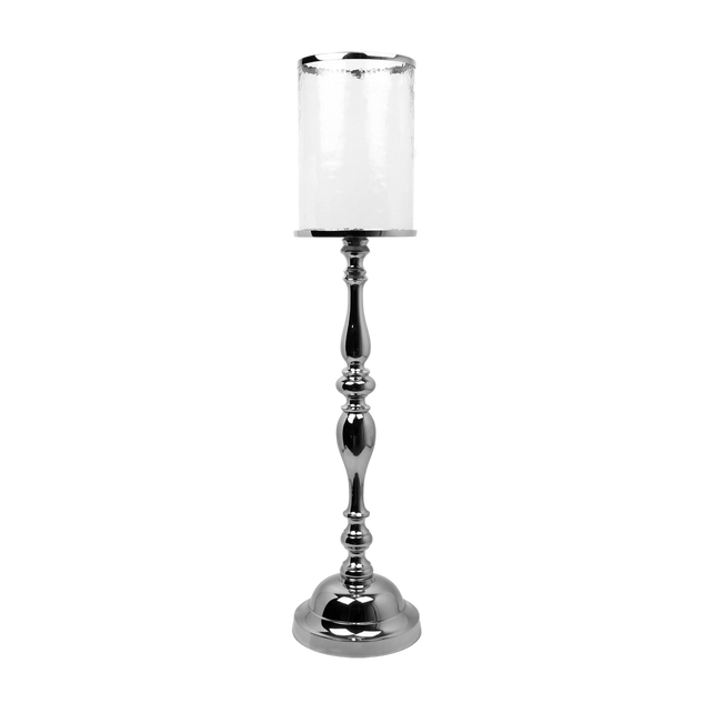 SALE Candle holder w/hammered glass ALU/NI 22x22x96